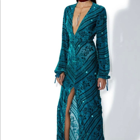 For Love And Lemons Teal Maxi Dress - Picture 1 of 5